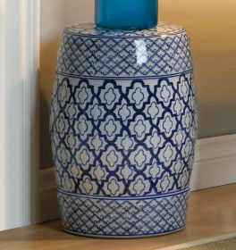 Blue and White Ceramic Stool