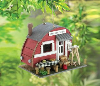 Retro Camper Birdhouse - Vintage-Style Trailer for Garden Decor