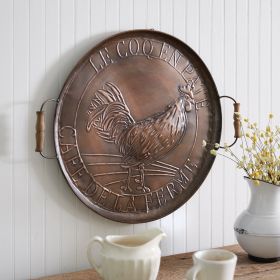 Copper Rooster Wall Hanging Tray - Rustic Farmhouse Decor