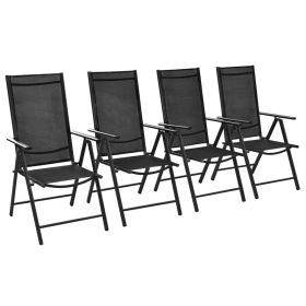 Folding Patio Chairs 4 pcs Aluminum and Textilene Black