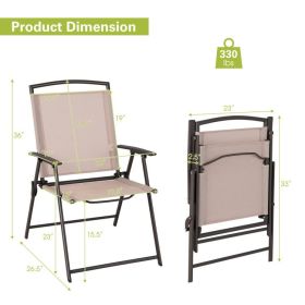 Set of 2 Patio Dining Chairs with Armrests and Rustproof Steel Frame