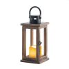 Rustic Lodge Wooden LED Candle Lantern - Decorative Lighting for Home and Garden