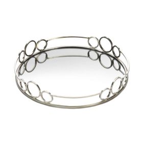 SILVER CIRCLES MIRRORED TRAY