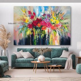 Handmade Hand Painted Wall Art On Canvas Abstract Colorful Vintage Floral Botanical Modern Home Living Room hallway bedroom luxurious decorative paint (size: 90X120cm)