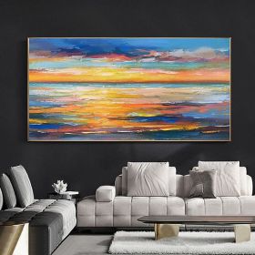 Handmade Hand Painted Wall Art On Canvas Abstract Knife Painting Landscape Dusk For Home Decoration Decor (size: 50X70cm)