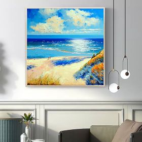 Handmade Oil Painting Canvas Wall Art Decor Original The Blue Ocean Abstract Scenery Painting for Home Decor  Living Room hallway bedroom luxurious de (size: 90x90cm)