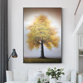 Hand Painted Oil Painting Original Tree Painting on Canvas Large Abstract Gold Big Tower Tree Landscape Acrylic Oil Painting Modern Living Room Wall A (Style: 01, size: 90X120cm)