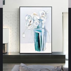 Hand Painted Oil Painting Minimalism Abstract Floral Oil On Canvas Large Original Floral Scenery Acrylic Modern Painting Wall Art Living Room Decor (Style: 01, size: 90X120cm)