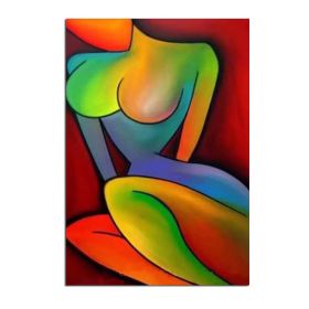 Top Skill Handmade Modern Abstract Portrait Beautiful Colorful Sexy Nude Figure Wall Art Oil Painting on Canvas for Home Decor (size: 75X150CM)