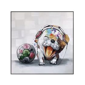 Cute Dog Baby Graffiti Oil Painting Abstract Art Animal Pet Canvas Posters Wall Pictures for Living Room Home Decoration (size: 120x120cm)