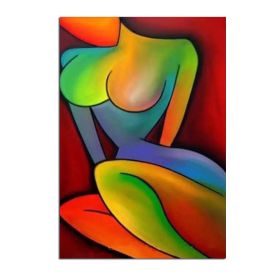 Top Skill Handmade Modern Abstract Portrait Beautiful Colorful Sexy Nude Figure Wall Art Oil Painting on Canvas for Home Decor (size: 100X150cm)