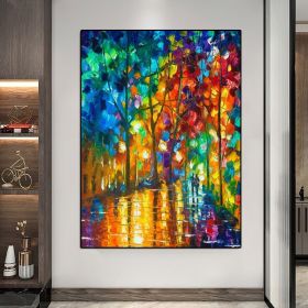 100% Handmade  thick knife landscape modern nordic artwork oil painting for office living room decoration (size: 100X150cm)