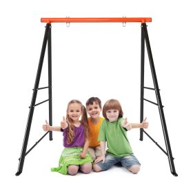 Metal Swing Stand Swing Sets for Backyard,Powder Coated Swing Frame of Swing Set with Extra Side Bars (Color: Orange)