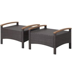 Set of 2 Fade-Resistant Wicker Patio Ottoman (Color: Navy)